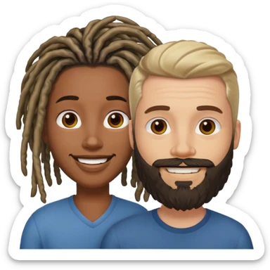 Couple emoji -WHITE with man with beard, BLACK FEMALEwith mid length locs sticker
