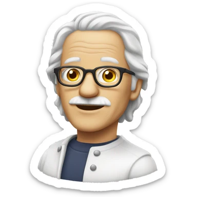 clean shaven white old man with glasses and  long hair sticker