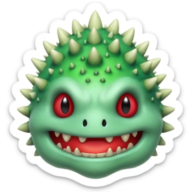 poisonous mushroom monster portrait, head and shoulders only, toxic green glow, scary grin, spiky mushroom head, 3D cartoon, mobile game icon style, clean background, no text, no watermark

 sticker