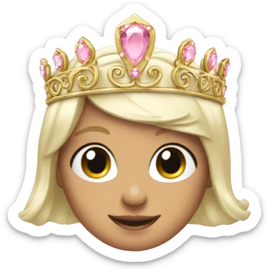 Gold tiara with light pink jewels sticker