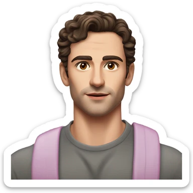 Manu Ríos Fernandez is a 6-foot-tall Spanish actor and model with a lean, athletic build. fair caucasian white skin, dark brown short hair, striking hazel eyes, sharp jawline, high cheekbones, full pink lips, boyish charm sticker