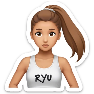 Ariana grande with "ryu" written on toptank sticker