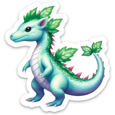 Shiny Sparkly beautiful gorgeous ethereal Scaley Exotic Shaymin-Salandit-Aurorus-Dragonair-Fakémon-hybrid-creature (full body) sticker