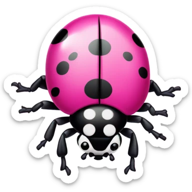 Hot pink lady bug with black dots and crystals sticker