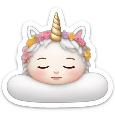 Sleeping white Newborn with unicorn headband sticker