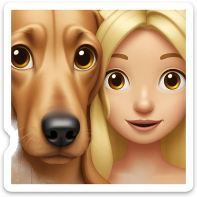 Blond girl and Weiner dog together  sticker