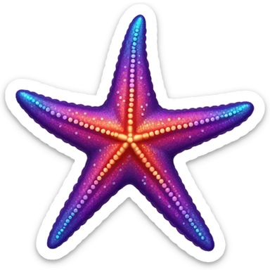 color gradient between red and purple glitter starfish sticker