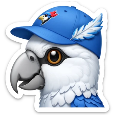 white parrot with blue jays hat on sticker