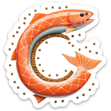 Floating arrangement of omega-3 rich foods: fresh salmon fillets, walnuts, flaxseeds, chia seeds and omega-3 capsules, all emitting a soft golden glow. The foods orbit around a central shimmering omega symbol, with gentle flowing energy connecting them. sticker