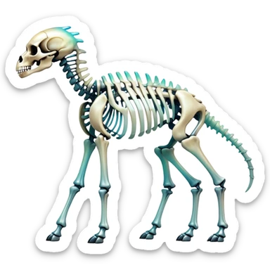 An iridescent gradient epic shiny cool edgy skeletal animal, full body sticker