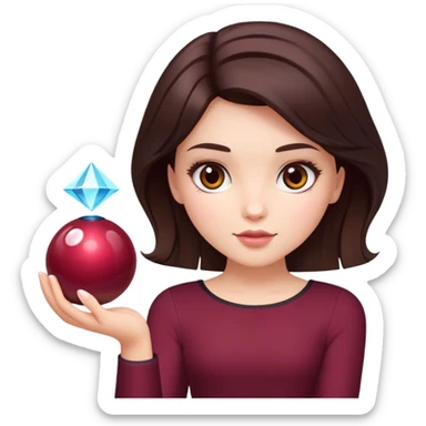 A brunette girl with a square hairstyle , with a magic ball Burgundy sticker