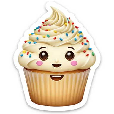 Cupcake with a face sticker