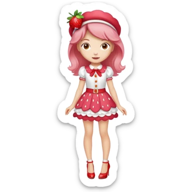 pretty and cute realistic modern day strawberry shortcake full body with high heels emoji sticker