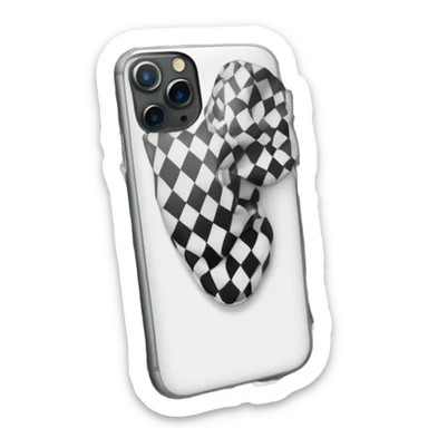 iPhone 16 pro max with black and white checkered phone case sticker