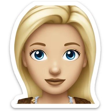 Blonde female with blue eyes wearing a diamond necklace wearing louis Vuitton clothing   sticker