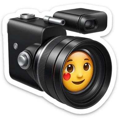 A simple camera lens, apple emoji style, side view, no face, 45 degree angle sticker