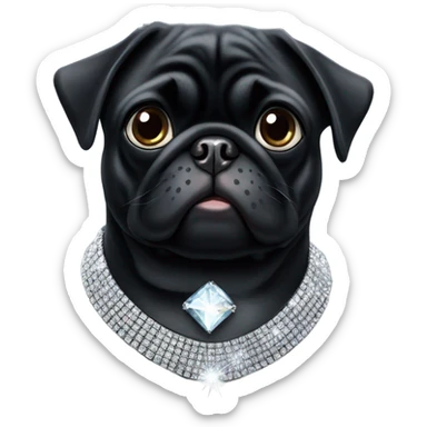 Black pug with Diamante collar sticker