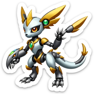 Meloetta-Wargreymon-Vernid-Protogen-Pokémon-Digimon-Fakémon-fusion-hybrid-creature sticker