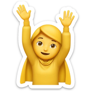 An emoji character mid-dab: face slightly lowered into the bent elbow of one arm, with the other arm extended diagonally upward in the opposite direction.  sticker