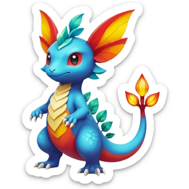 Elemental magical colorful exotic Pokémon-Fakémon-creature sticker