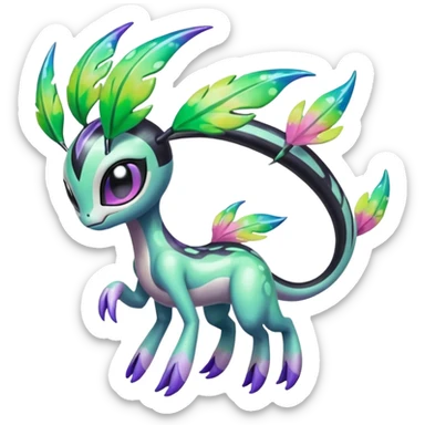 Colorful Shiny Edgy Cool Badass Painted Splashed Exotic Meloetta-Palkia-Virizion-Venom-Stitch-Fakémon-creature-hybrid sticker