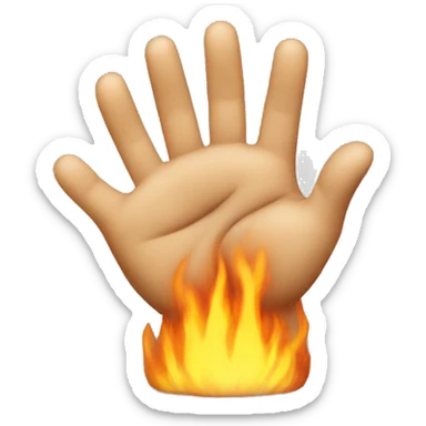a pleading emoji with hands on its sides with heats around it sticker