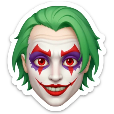 crazy colorful human jolly joker, head only sticker