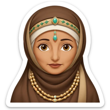 an old emirati women wearing traditional cloths covers her face with burg'a sticker