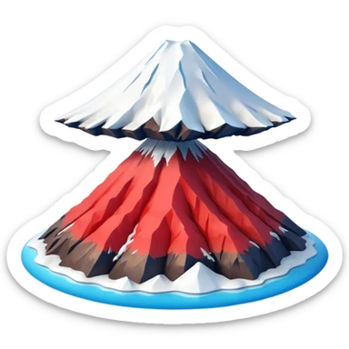 Create a 3D Mount Fuji with red color.  sticker