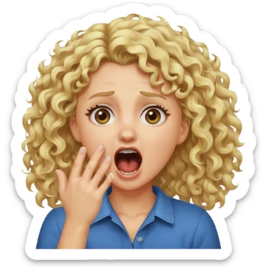 Emoji di ragazza bionda riccia che urla e mette una mano in faccia sticker