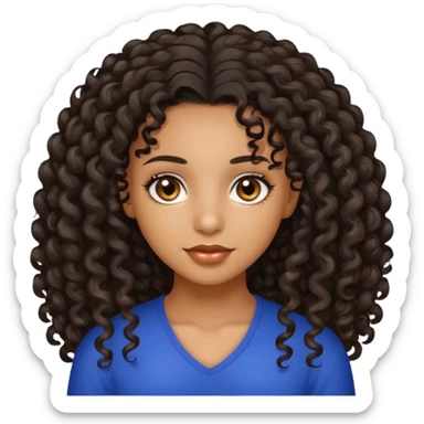 Beautiful Haitian and Puerto Rican girl with light brown skin and long black length very curly hair and beautiful hazel eyes sticker