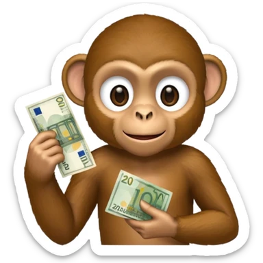 create a monkey holding a 20 euro bill I NEED EXACT A 20 EURO BILL sticker