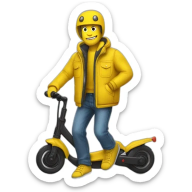 trottinette homme chauve gilet jaune sticker