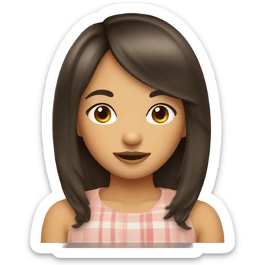 small cottage with a brunette girl with curtain bangs  sticker