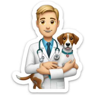 male veterinarian with dog sticker