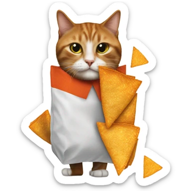 cat with human legs and a bag of doritos sticker