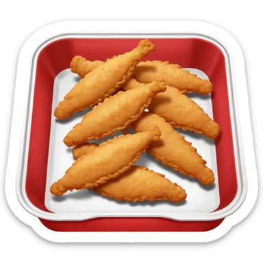 breaded chicken tenders in a red paper food tray  sticker