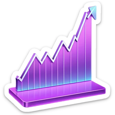 A glowing purple hologram of a line chart sticker