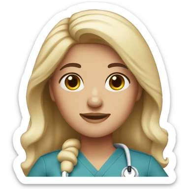  1 Nurse ,white skin ,woman, long ombré hair,pink scrubs  sticker