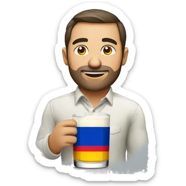 man in shirt with moldova flag drink alcohol sticker