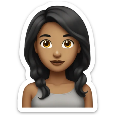 Girl with beautiful black hair with blonde highlightd and brown eyes and tan skin sticker