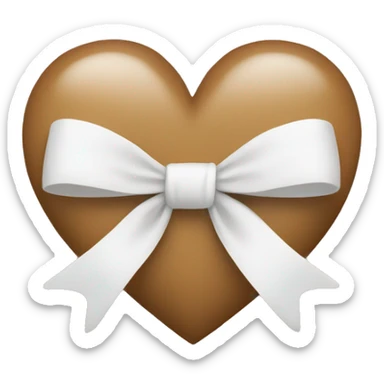 light-brown heart with white bow sticker