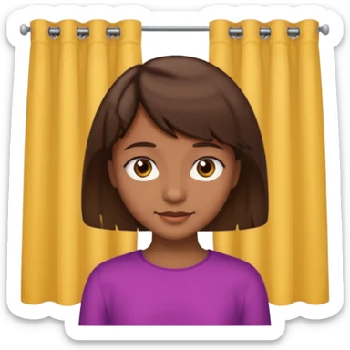 une peau brune mais pas trop de cheveux marron un peu vie avec une mèche un peu rideau mais pas trop longues des yeux marrons pas vraiment trop éclatant un beau petit sourire une peau un peu marron mais pas trop clair sticker