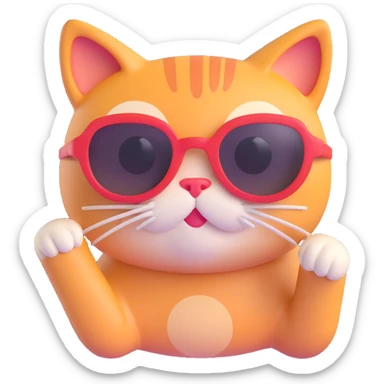playful and rounded cat wearing sunglasses sticker