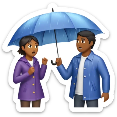 A person stands in the rain holding an umbrella, while another person outside of the umbrella (the narcissist) screams at the storm, getting drenched. The first person looks calm and dry, choosing to protect themselves rather than fight the uncontrollable.  sticker