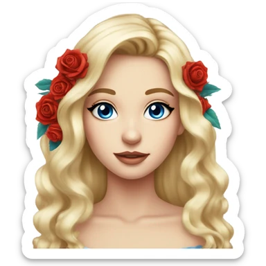 Wedding hair long with roses beautiful finished blond girl with blue eyes  sticker