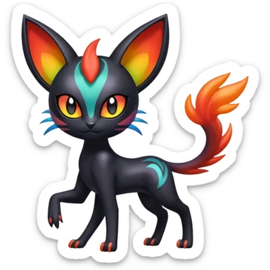 Colorful Meloetta-Litten-Darkrai-Pokémon-Fakémon-fusion-hybrid-creature sticker