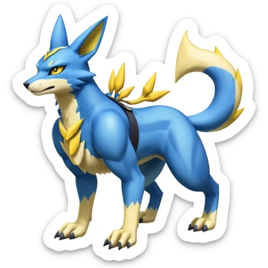 Shiny Epic Handsome Badass Lucario-Renamon-Zeraora-hybrid (Full body) sticker