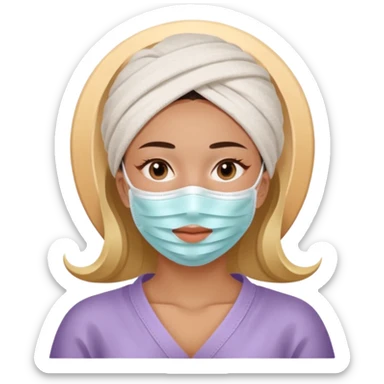 Lady with face mask spa beauty full face relaxing sticker