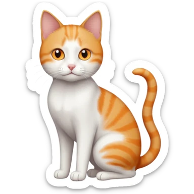 full body small short hair ginger and white cat with orange eyes  sticker